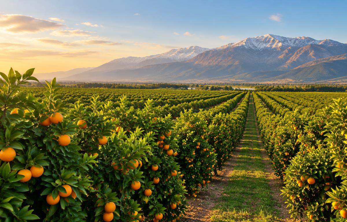 Çukurova citrus orchards beneath the Taurus Mountains